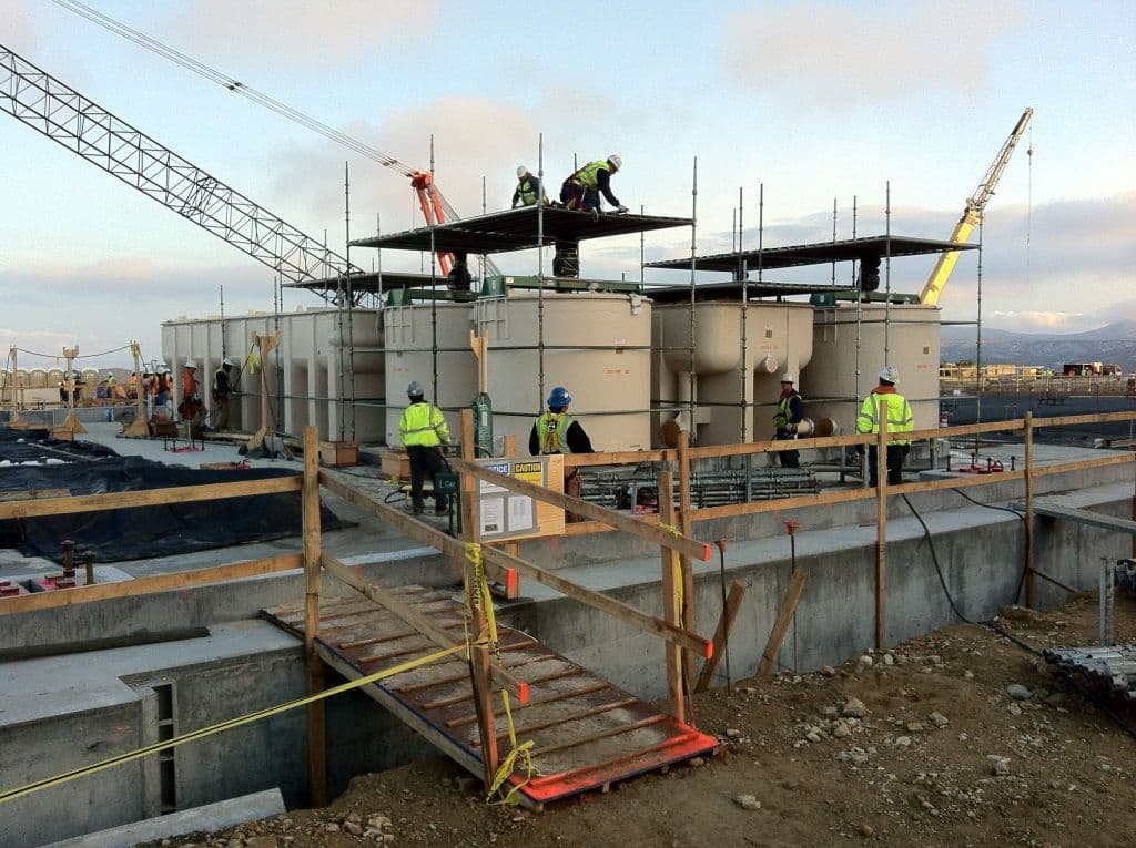 Mixer-settler units being installed at construction site