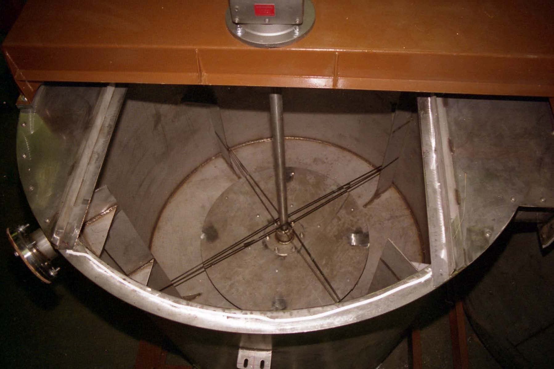 Top-down view into mixer showing impeller and baffles
